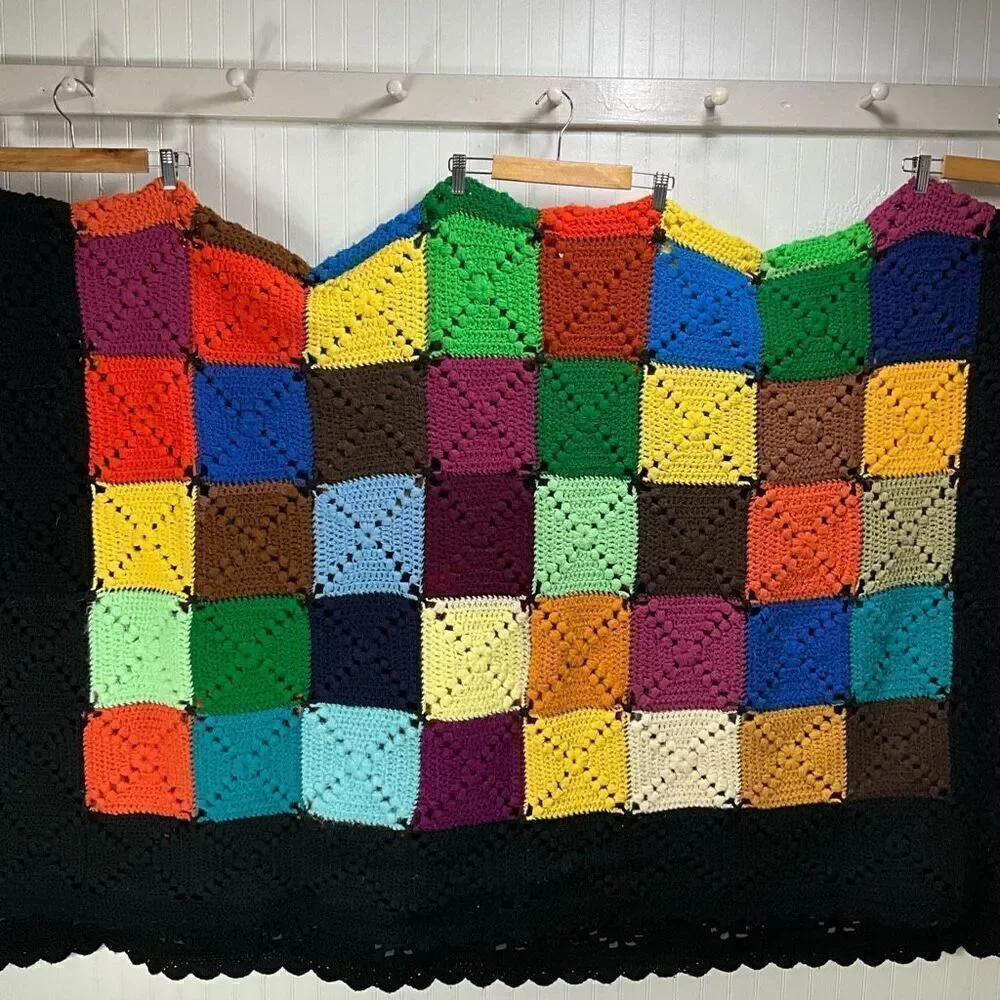 VINTAGE Handmade Crochet Blanket afghan